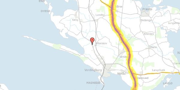 Trafikstøjkort på Næstvedvej 223, 4760 Vordingborg