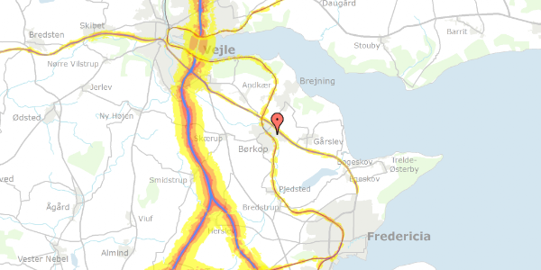 Trafikstøjkort på Møllegade 27E, 7080 Børkop