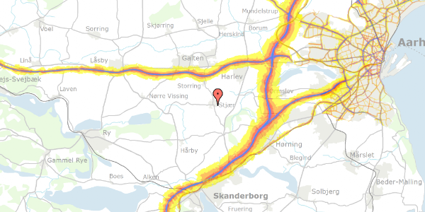 Trafikstøjkort på Møllevejen 12, 8464 Galten