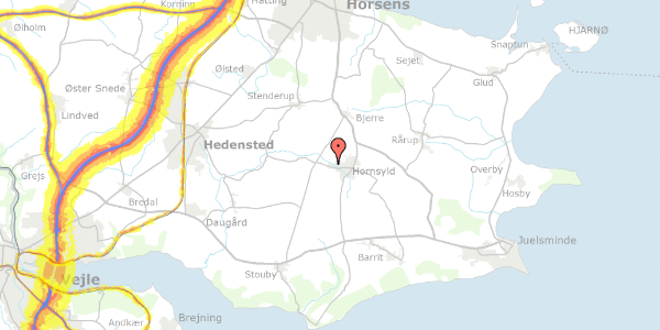 Trafikstøjkort på Tværvej 19, 8783 Hornsyld