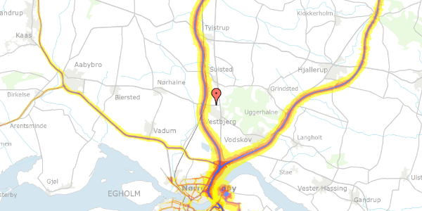 Trafikstøjkort på Svalegangen 9, 9380 Vestbjerg