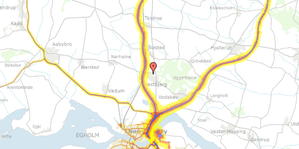 Trafikstøjkort på Svalegangen 94, 9380 Vestbjerg