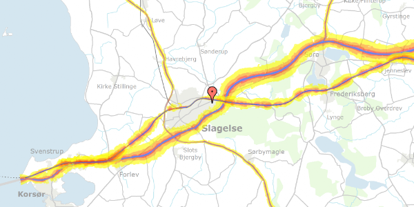Trafikstøjkort på Nørreås 55A, 4200 Slagelse