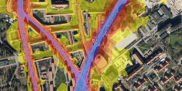 Trafikstøjkort på Peter Rørdams Vej 2E, 2400 København NV