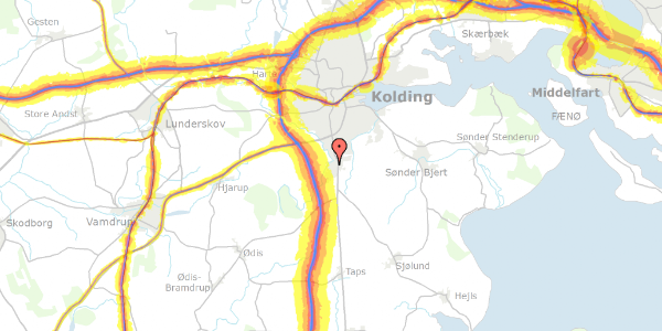 Trafikstøjkort på Hoppesvej 14, 6000 Kolding