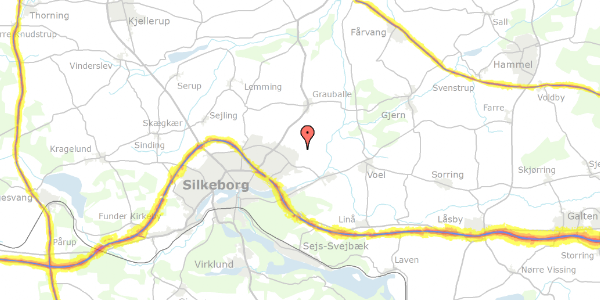 Trafikstøjkort på Tusindfryd 156, 8600 Silkeborg