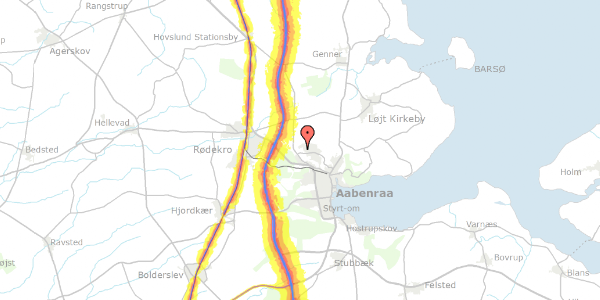 Trafikstøjkort på Wilhelm Johannsens Vej 18, 6200 Aabenraa