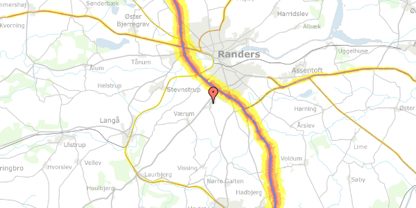 Trafikstøjkort på Bjørnsager 20, 8940 Randers SV