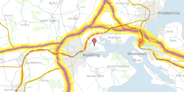 Trafikstøjkort på Aarøvænget 70, 6000 Kolding