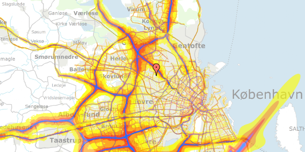 Trafikstøjkort på Sortspættegangen 11, 2700 Brønshøj