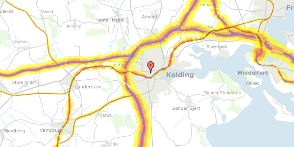 Trafikstøjkort på Låsbygade 73A, 2. 6, 6000 Kolding