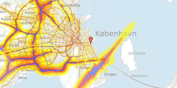 Trafikstøjkort på Strandlodsvej 13B, 2. th, 2300 København S