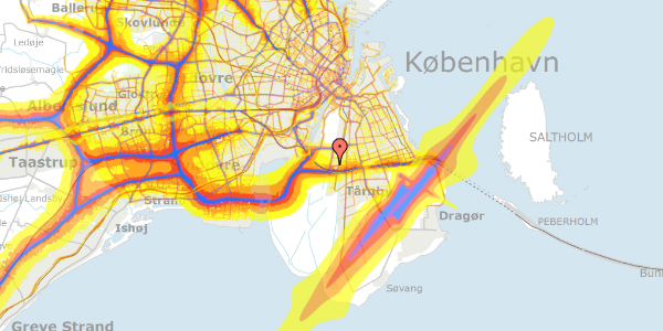 Trafikstøjkort på Edvard Thomsens Vej 5A, 3. tv, 2300 København S