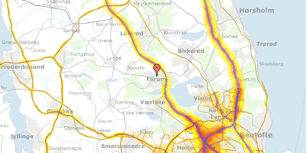 Trafikstøjkort på Ryttermarken 3, 3520 Farum