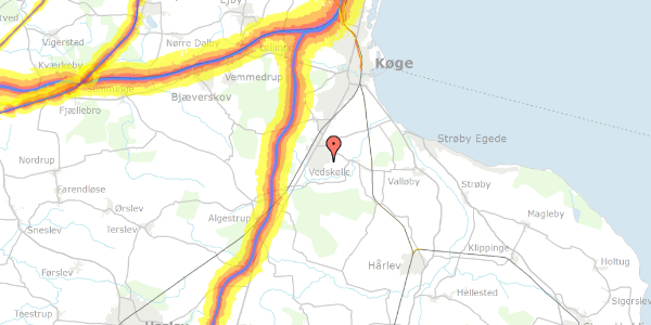 Trafikstøjkort på Svanelunden 15, 4681 Herfølge