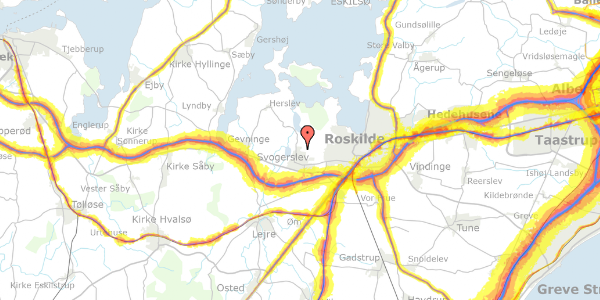 Trafikstøjkort på Rævehøjen 3, 4000 Roskilde