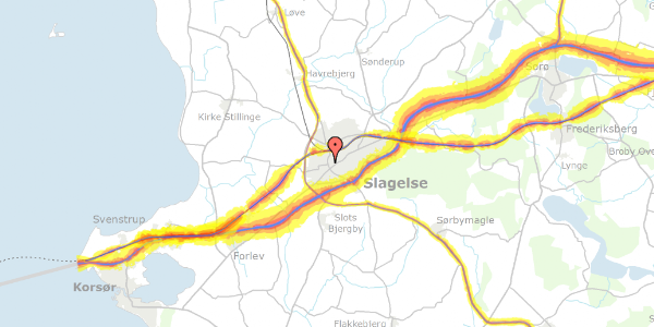 Trafikstøjkort på Marievangsvej 2, 4200 Slagelse