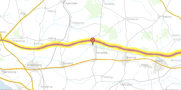 Trafikstøjkort på Esbjergvej 122, 6670 Holsted