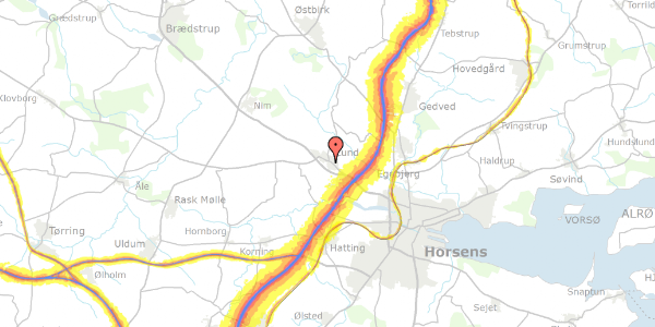 Trafikstøjkort på Amelies Vej 46, 8700 Horsens