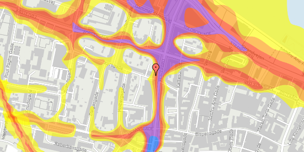 Trafikstøjkort på Korsgade 16, st. , 9000 Aalborg