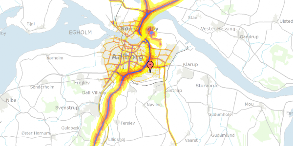 Trafikstøjkort på Marie Curies Alle 47, 1. 2, 9220 Aalborg Øst