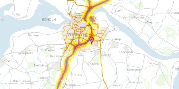 Trafikstøjkort på Marie Curies Alle 57, 9220 Aalborg Øst