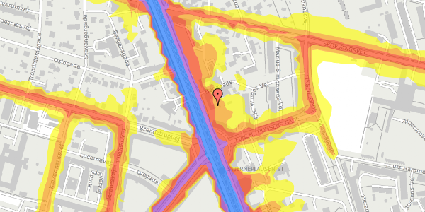 Trafikstøjkort på Bøgegade 2E, 1. tv, 8200 Aarhus N