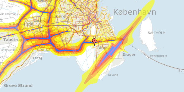 Trafikstøjkort på Else Alfelts Vej 34A, 2300 København S