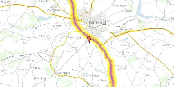 Trafikstøjkort på Haslund Klostervej 19, 1. , 8940 Randers SV