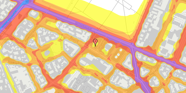 Trafikstøjkort på Vognmagergade 10, 3. th, 1120 København K