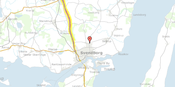 Trafikstøjkort på Tved Kirkevej 1B, 5700 Svendborg