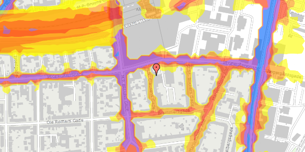 Trafikstøjkort på H.N. Clausens Gade 9, st. 3, 8000 Aarhus C