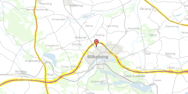 Trafikstøjkort på Tvebaksvej 3, 8600 Silkeborg