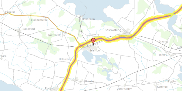 Trafikstøjkort på Banevænget 1, 4930 Maribo