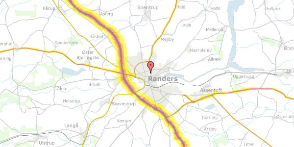 Trafikstøjkort på Spindervej 8, 3. 16, 8900 Randers C