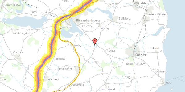 Trafikstøjkort på Herschendsgavevej 20, 8660 Skanderborg