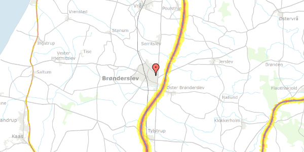 Trafikstøjkort på Risagerlundvej 25, 9700 Brønderslev