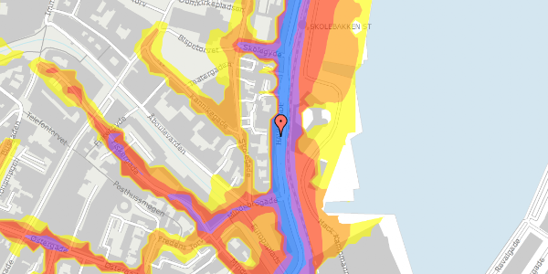 Trafikstøjkort på Havnegade 16, 1. th, 8000 Aarhus C