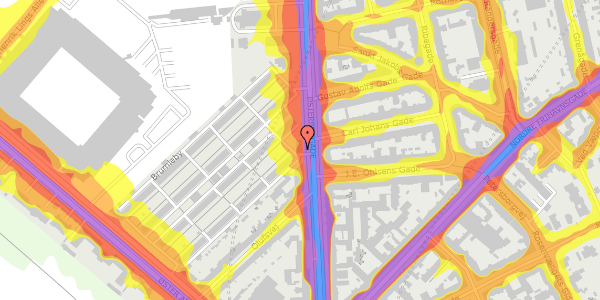 Trafikstøjkort på Østerbrogade 55A, 1. , 2100 København Ø