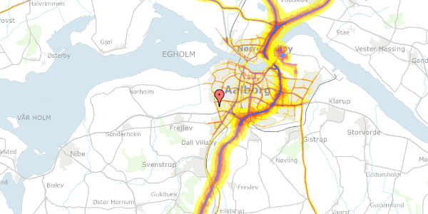 Trafikstøjkort på Poul Anker Bechs Vej 219, 9200 Aalborg SV