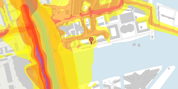 Trafikstøjkort på Sandkaj 17, 5. th, 2150 Nordhavn