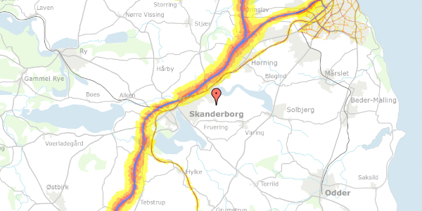 Trafikstøjkort på Hvidkløverhøjen 27B, 8660 Skanderborg