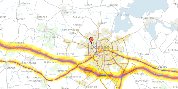 Trafikstøjkort på Hans Egedes Vej 4, 5210 Odense NV