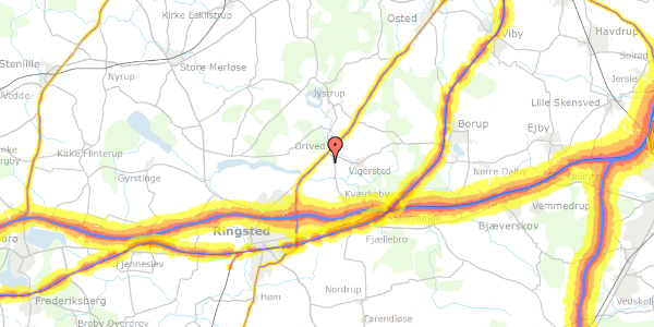 Trafikstøjkort på Ortved Stationsvej 29, 4100 Ringsted