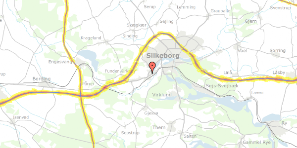 Trafikstøjkort på Vestre Ringvej 12, 1. 14, 8600 Silkeborg