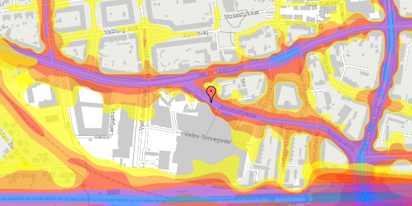 Trafikstøjkort på Annexstræde 21, 1. th, 2500 Valby