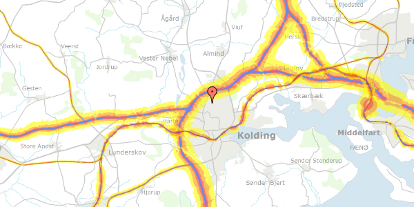 Trafikstøjkort på Sønderlunden 37, 6000 Kolding