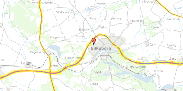 Trafikstøjkort på Buskelundengen 64, 8600 Silkeborg