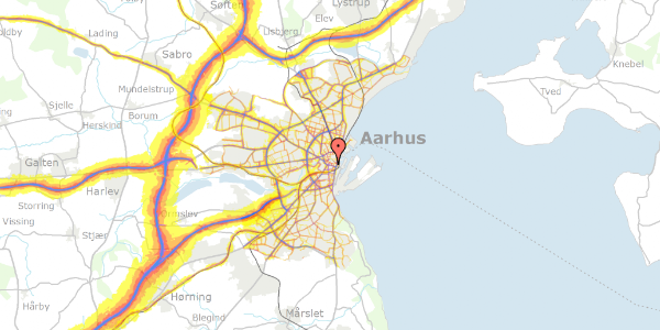 Trafikstøjkort på Søndergade 74, 8000 Aarhus C