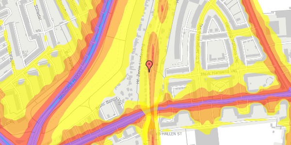 Trafikstøjkort på Hf. Zenia-Lindevang 16, 2000 Frederiksberg